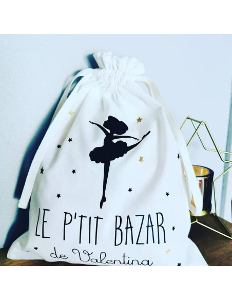 Baluchon personnalisé enfant avec prénom – Sac à cordon petite danseuse