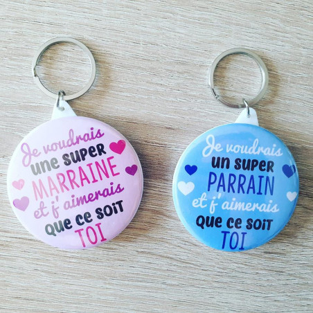 Porte clé demande parrain/marraine