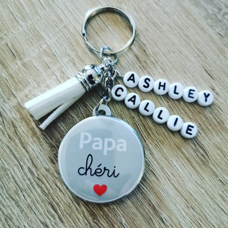 Porte clé papa chéri avec prénom