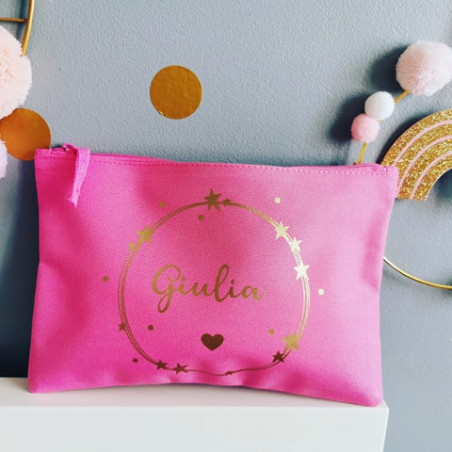 Pochette trousse motif étoiles en cercle