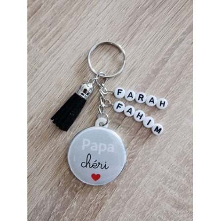Porte clé papa chéri avec prénom