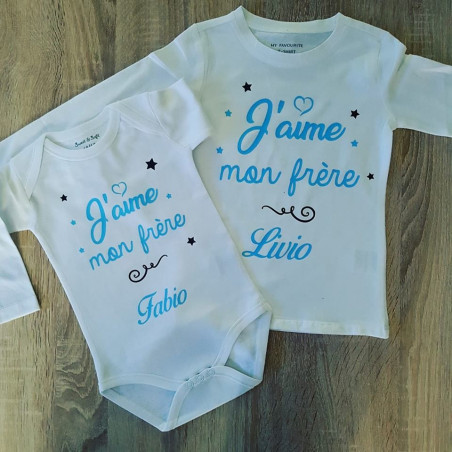 Tee-shirt J'aime ma soeur/mon frère