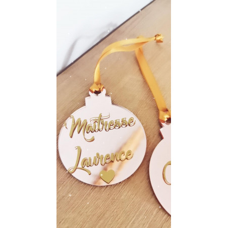 Boule de Noël plate rose gold miroir