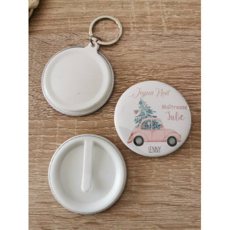 Porte clé / Marque page noël sapin en voiture