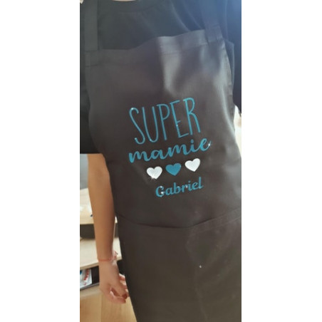 Tablier Super mamie en bleu