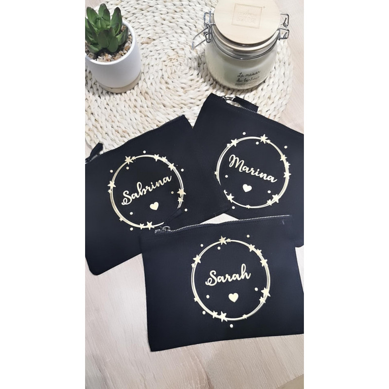 Pochette trousse motif étoiles en cercle