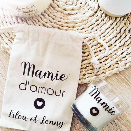 Pochon  avec Bougie Mamie d'amour