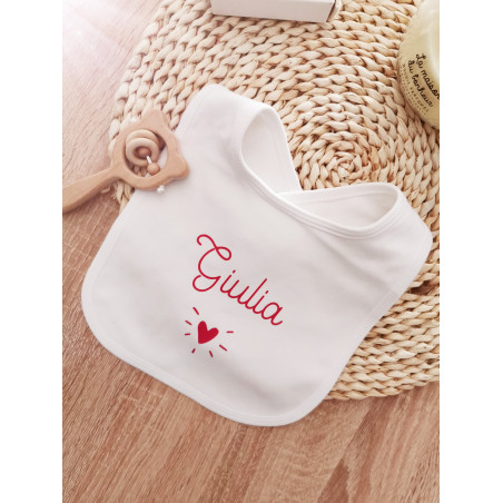 bavoir Prénom motif coeur