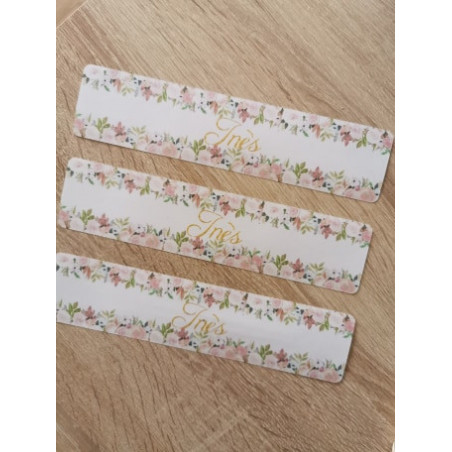 Etiquette bouteille motif fleurs