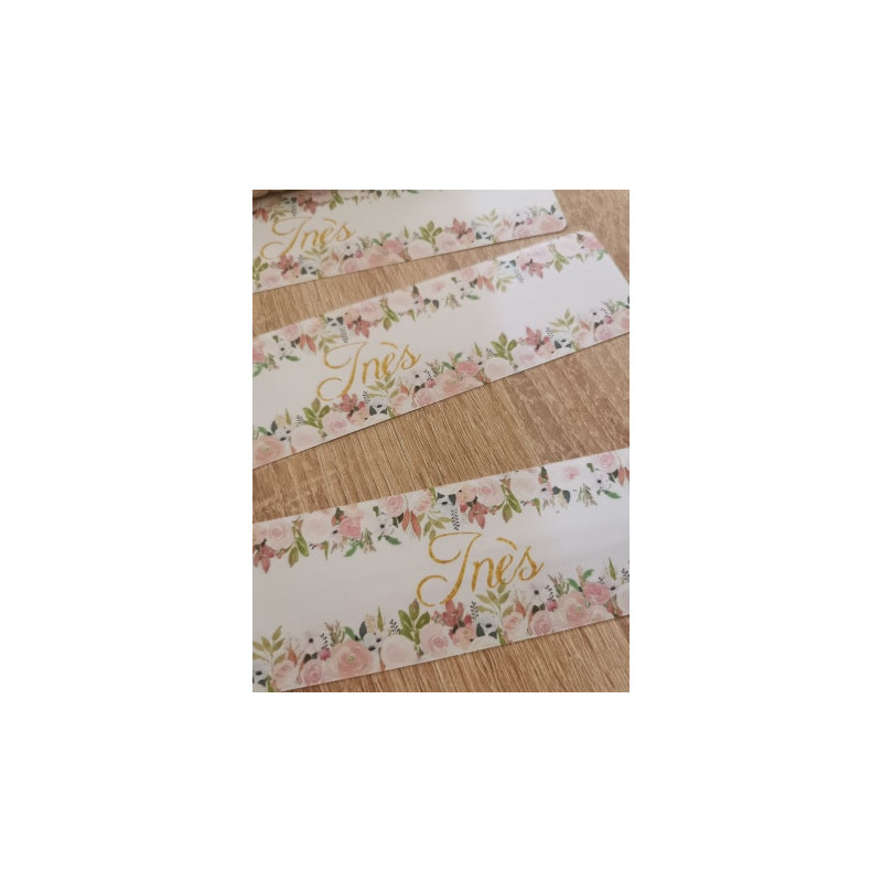 Etiquette bouteille motif fleurs