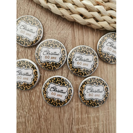 Magnet/porteclé/miroir motif léopard