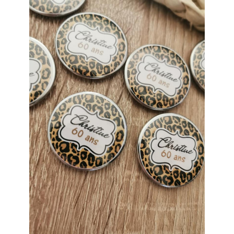 Magnet/porteclé/miroir motif léopard