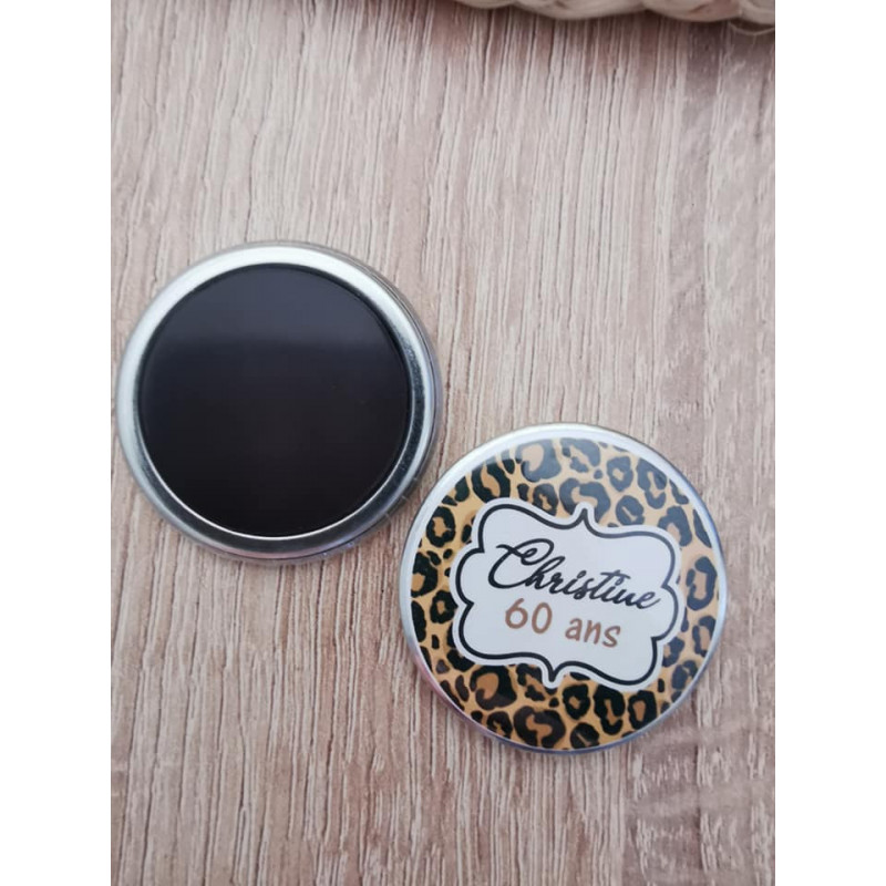 Magnet/porteclé/miroir motif léopard