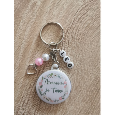 Porte clé Je t'aime fleuri