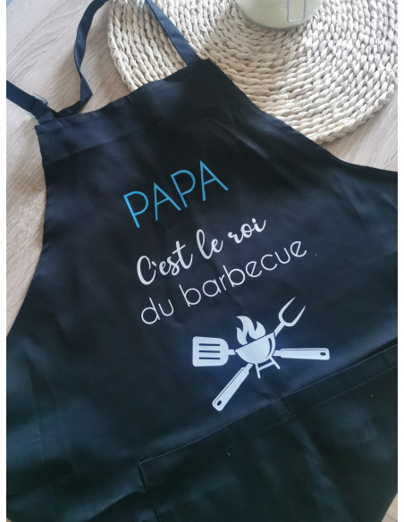 Tablier personnalisé « Papa c'est le roi du barbecue »