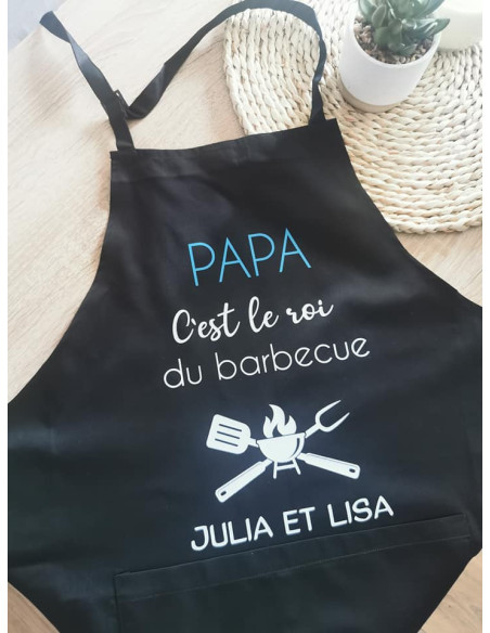 Tablier personnalisé « Papa c'est le roi du barbecue »