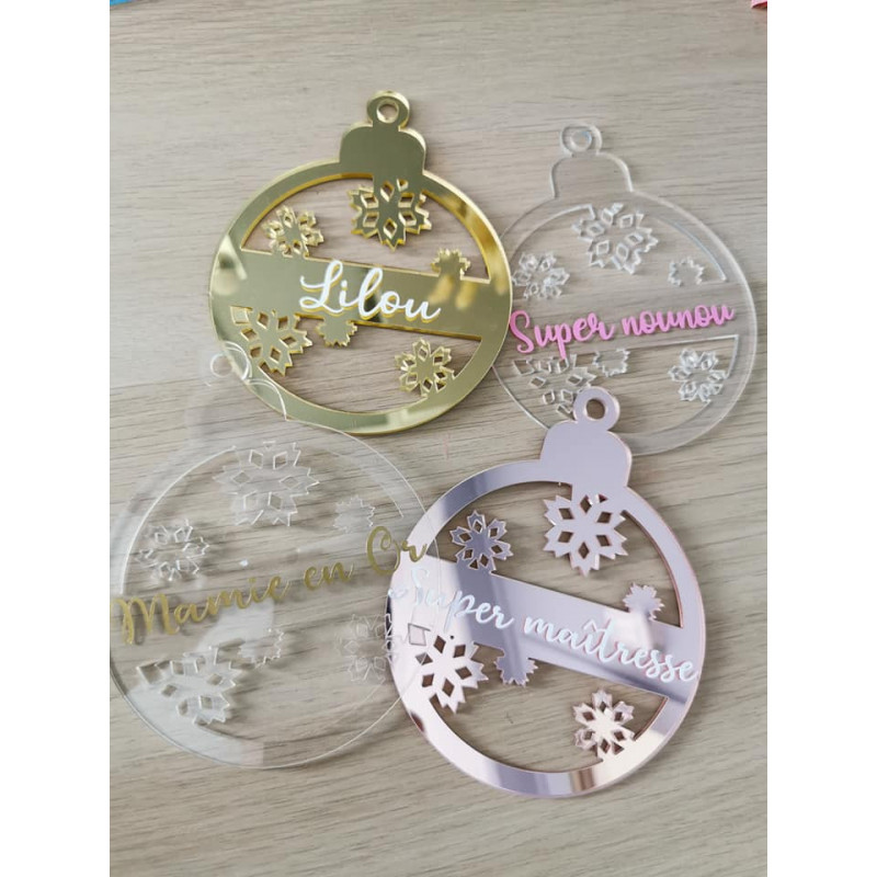 Boule de Noël plate Motif flocons