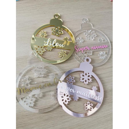 Boule de Noël plate Motif flocons