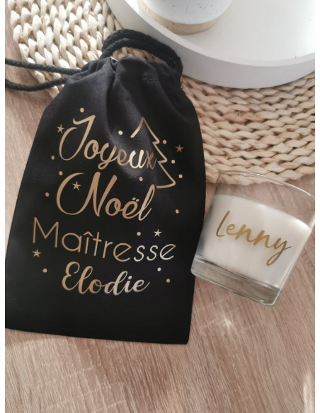 Pochon avec Bougie joyeux noël