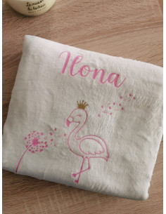 Couverture plaid flamant rose