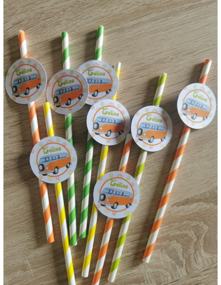 Pailles personnalisées Hippie van