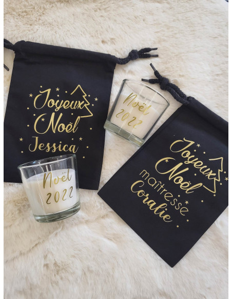 Pochon avec Bougie joyeux noël