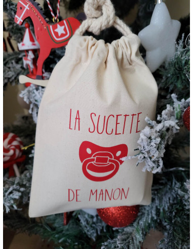 Pochon sucette/tétine pour papa noël