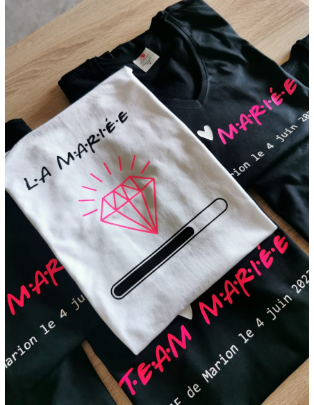 Tee-shirt EVJF personnalisé Team Mariée – Tee-shirt enterrement de vie de jeune fille bohème chic – Cadeau future mariée