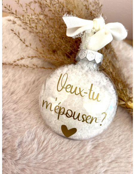 Boule de Noël « Veux-tu m’épouser ? » – Demande en mariage