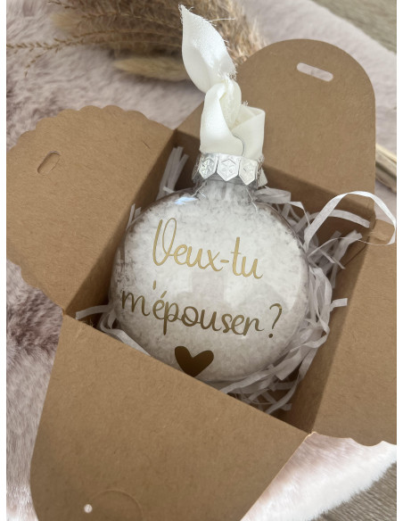 Boule de Noël « Veux-tu m’épouser ? » – Demande en mariage