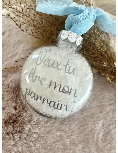 Boule de Noël personnalisée – Veux-tu être ma Marraine ou mon Parrain ?