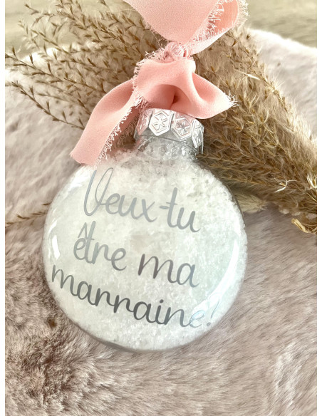 Boule de Noël personnalisée – Veux-tu être ma Marraine ou mon Parrain ?