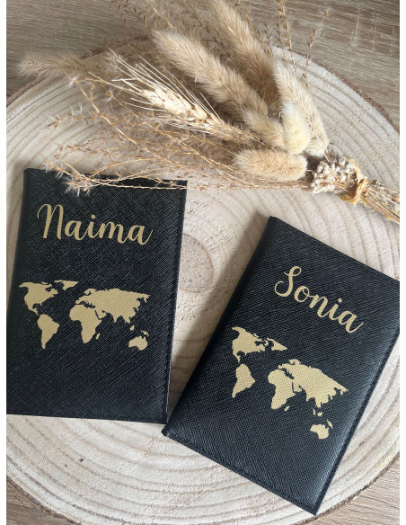 Passeport motif carte monde