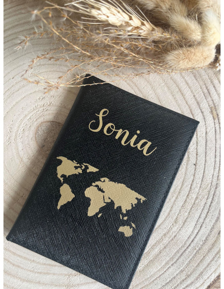 Passeport motif carte monde