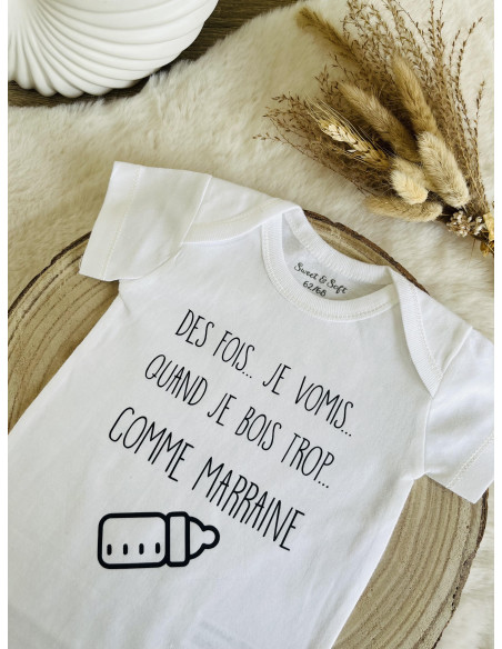 Body bébé humoristique personnalisé – Des fois je vomis quand je bois trop comme ma/mon ...