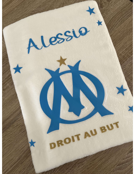 Couverture Plaid polaire blanc – Supporter Marseille – Personnalisable