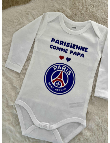 🎉 Body bébé personnalisé – Thème Paris Saint-Germain ⚽❤️💙
