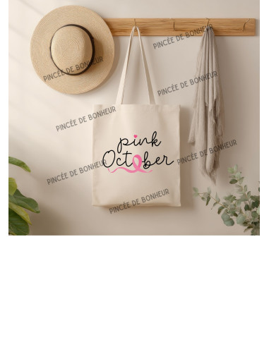 🎀 Tote Bag Femme – Pink October – Collection Octobre Rose 🎗️💖