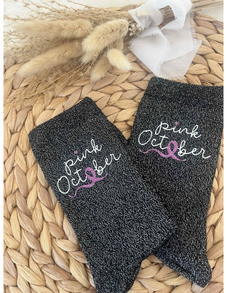 🎀 Chaussettes à paillettes – Pink October – Collection Octobre Rose 💖✨