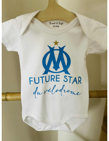 🎉 Body bébé personnalisé – Future Star du Vélodrome – Logo OM ⚽💙🤍