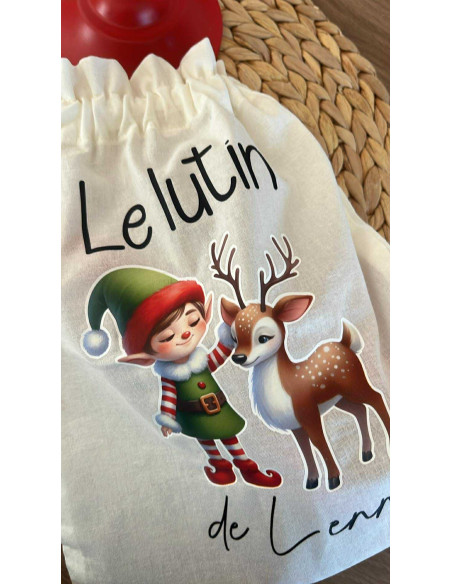 🎄 Pochon personnalisé – Avec lutin & cartes magie de Noël ✨