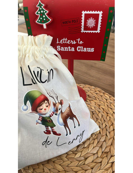 🎄 Pochon personnalisé – Avec lutin & cartes magie de Noël ✨