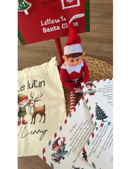 🎄 Pochon personnalisé – Avec lutin & cartes magie de Noël ✨