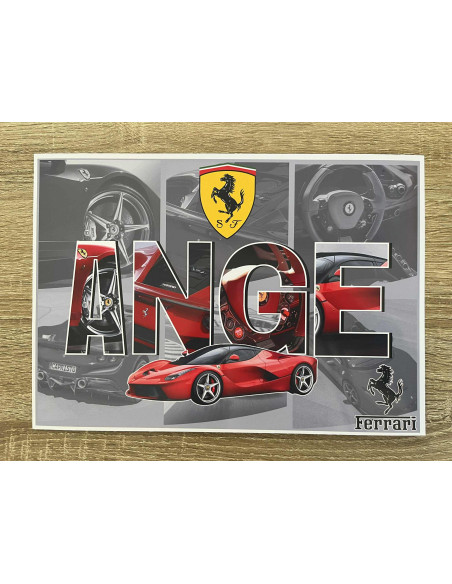 🏎️ Affiche personnalisée Ferrari – Prénom