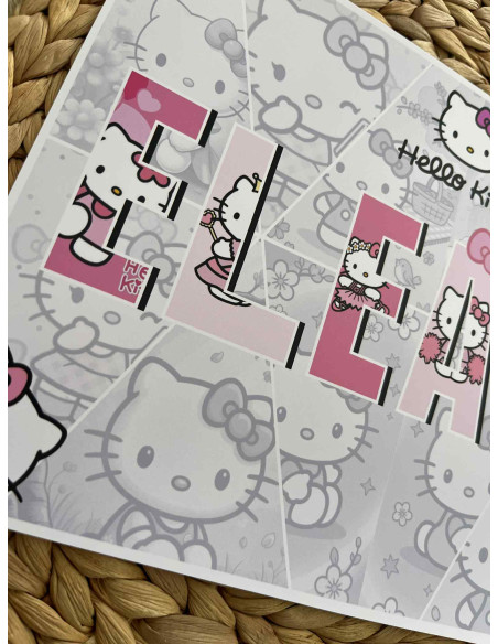 🌸 Affiche personnalisée Hello Kitty – Décoration chambre enfant 🐱✨