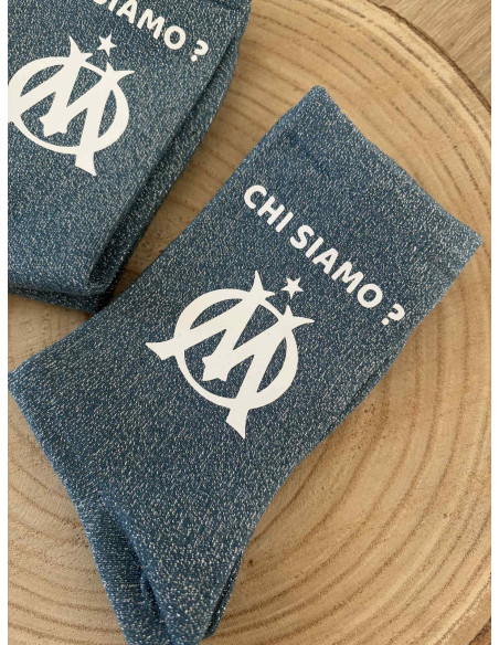 ⚽ Chaussettes pailletées OM – “Chi siamo” 💙🤍