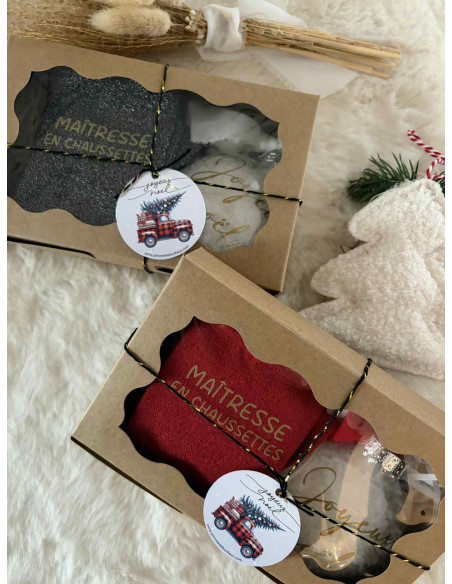 🎁 Box de Noël pailletée – Chaussettes & boule de neige assorties ✨