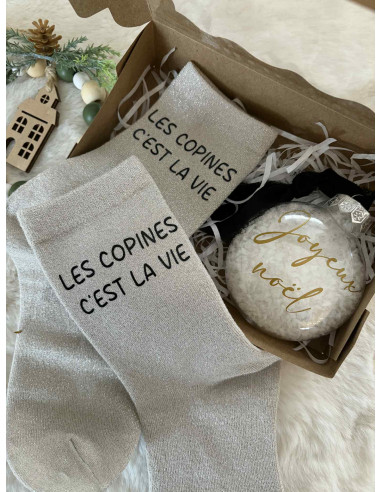 🎁 Box de Noël pailletée – Chaussettes...