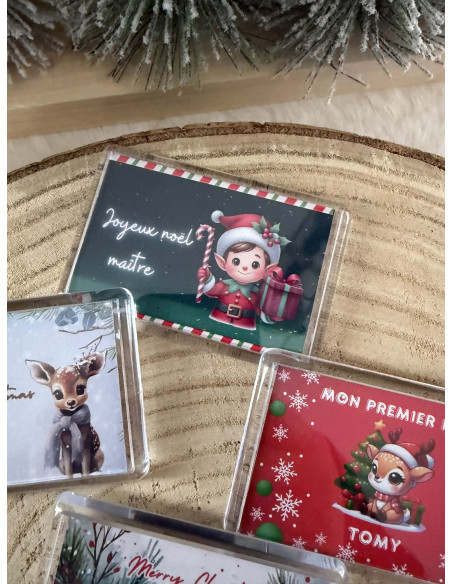 Magnet acrylique de Noël Personnalisé – Photo, Prénom ou Message – Présentation Cadeau