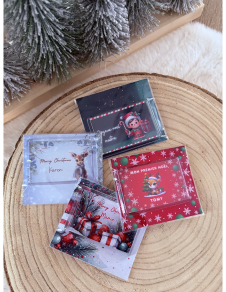 Magnet acrylique de Noël Personnalisé – Photo, Prénom ou Message – Présentation Cadeau